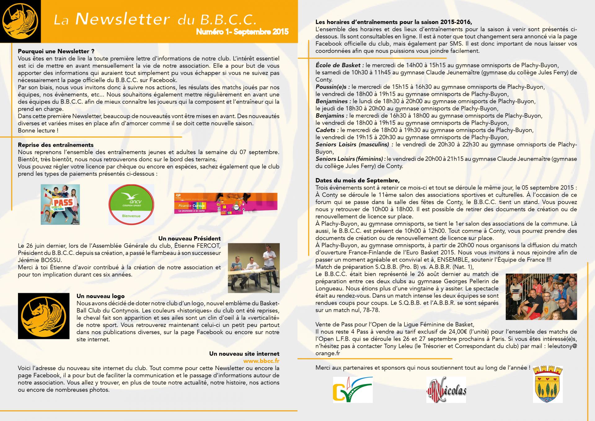 Newsletter #1 - septembre 2015